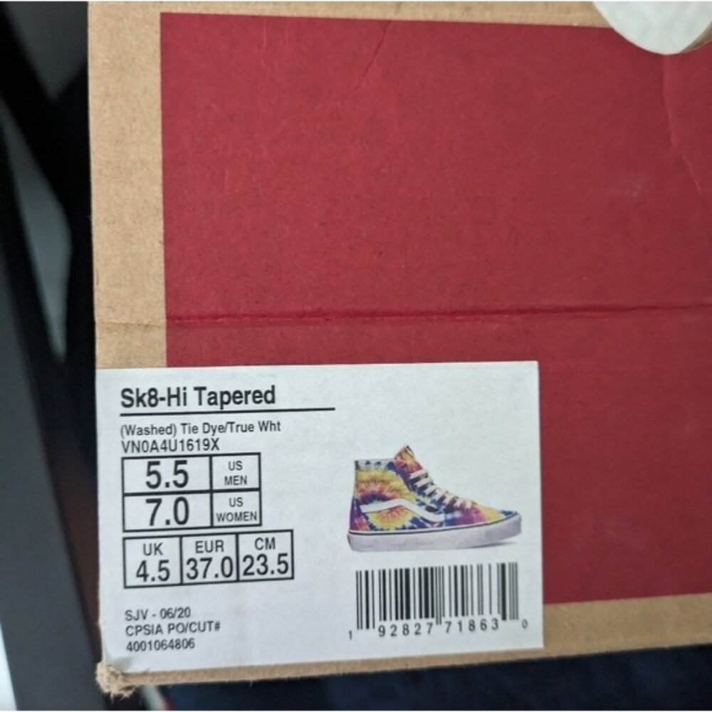 Vans Sk8 Hi Tapered Washed Tie Die Women Size 7 Yellow White VNOA4U1619X 112025 - Picture 11 of 11